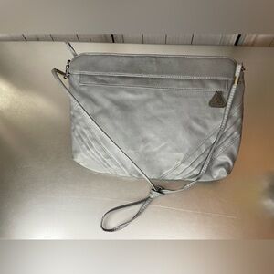 Vintage Tandem Handbag Women Gray Faux Leather Purse Shoulder Bag